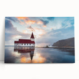 Black and white photograph of an Icelandic landscape on a large stretched canvas, ideal for kitchen wall art.