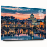 Acrylic print of a large abstract depiction of Rome with muted earth tones, ideal for bedroom or dining room art.