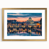 Abstract art print of Rome with muted earth tones on a framed canvas, ideal for dining room decor.