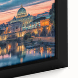 Extra large framed canvas featuring a textured depiction of Rome's scenery in black with colorful art accents.