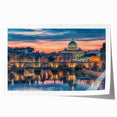 Rolled print of Rome scenery with floral elements in soft pastel tones, suitable for dining room or bathroom wall art.