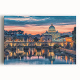 Black and white large canvas print of Rome's cityscape, ideal for kitchen wall art or bedroom decor.