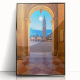 Acrylic framed print of Venice scenery in muted earth tones, ideal for modern art wall decor.