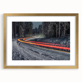 Abstract art print of a European scenery in Latvia, rendered in muted earth tones on a gold-framed canvas.