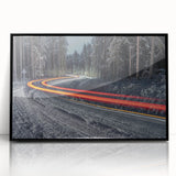 Large abstract wall art featuring a mid-century modernist European scenery in black and white acrylic.