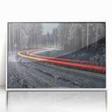 Mid-century modernist art depicting a European Latvia scenery in muted earth tones on a framed acrylic print.