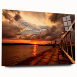 Large abstract wall art on acrylic glass depicting a serene Lithuanian landscape, ideal for bedroom or dining room art.