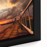 Extra large framed canvas featuring a textured black wall art scene of a European Lithuanian landscape.