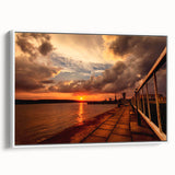 Extra large vintage poster art of a European Lithuania scenery on a framed canvas.