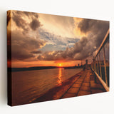 Lithuanian landscape on large stretched canvas, featuring muted greens and blues, suitable for kitchen wall art.