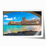Extra large rolled print of a European Malta scenery with vibrant colors, ideal for art wall dining room.