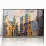 Art deco poster of a European scenery in Poland, in gold acrylic frame, ideal for nursery wall art.