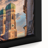 Close-up of extra large framed canvas featuring a textured.