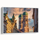 Vintage poster art of a European scenery in Poland, featuring colorful art on a white-framed canvas.