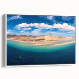 Vintage poster art of a scenic European landscape in vibrant colors on a framed canvas, ideal for living room decor.