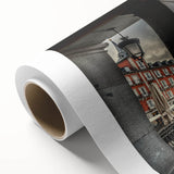 Art Deco poster of Madrid skyline in pastel shades on rolled canvas, ideal for nursery wall art.