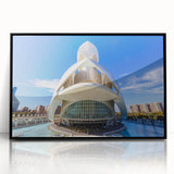 Large abstract wall art of Valencia scenery in muted earth tones on a framed acrylic, ideal for modern living room decor.