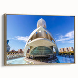 Framed canvas wall art depicting a vintage-style landscape of Valencia, Spain in muted gold and black tones.