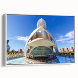 Vintage poster art of Valencia scenery on extra large framed canvas, featuring colorful art on a black background.