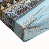 Black and white landscape art painting of Valencia on stretched canvas, suitable for bedroom wall decor.