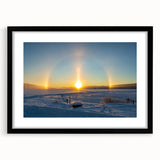 Extra large abstract art print of a colorful, textured European scenery on a black framed canvas.