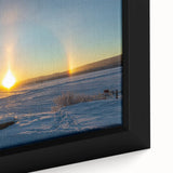 Extra large framed canvas of a textured, colorful European landscape in black, ideal for living room decor.