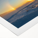 Art deco poster featuring a serene Swedish landscape in soft pastel shades, printed on rolled canvas.