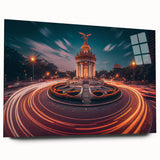 Large abstract wall art of Mexico City skyline in muted earth tones on acrylic glass.