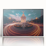 Acrylic print of Mexico City scenery in art deco style, framed in white, suitable for modern nursery decor.