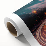 Art Deco poster of Mexico City skyline in pastel shades on rolled canvas, ideal for nursery wall art.