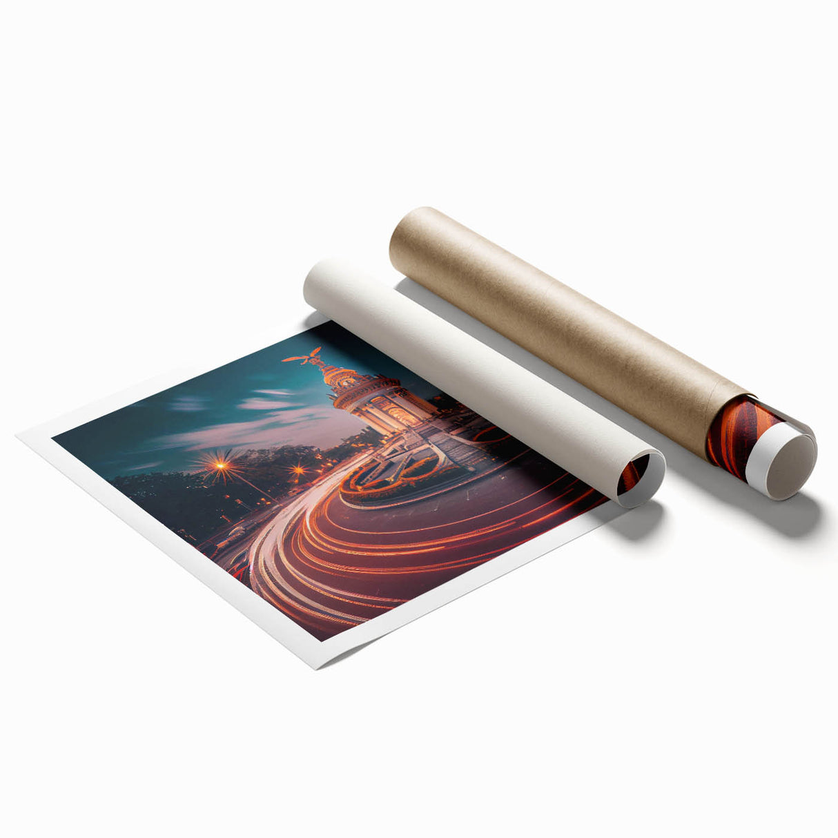 Extra large rolled print of Mexico City scenery with vibrant floral elements, ideal for classy bathroom wall art.