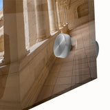 Mid-century modernist art of Oaxaca scenery on large acrylic glass, featuring abstract forms in earthy tones.