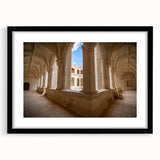 Abstract art print of Oaxaca scenery in vibrant, textured colors on a large framed canvas, ideal for living room decor.