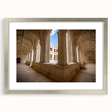 Textured abstract art print depicting a serene Mexican landscape in muted earth tones, framed in silver.