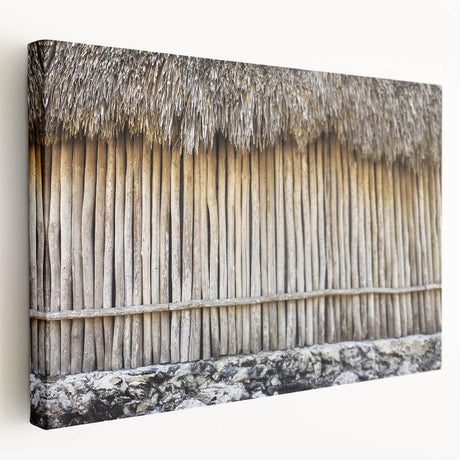 Side view of a stretched canvas featuring a serene Quintana Roo landscape, ideal for kitchen wall art.