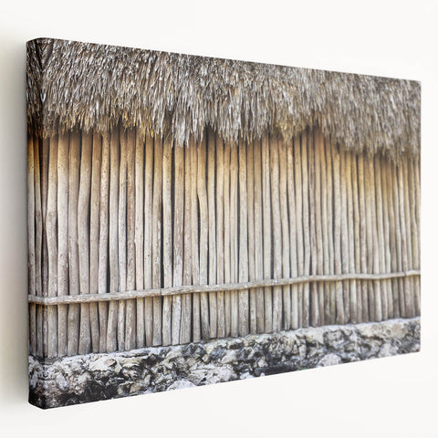 Side view of a stretched canvas featuring a serene Quintana Roo landscape, ideal for kitchen wall art.