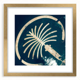 Extra large wall art featuring an abstract depiction of Dubai's skyline in textured gold and black tones.