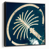 Black and white framed canvas of Dubai skyline, ideal for bedroom wall art with a vintage poster style.