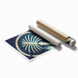 Extra large rolled print of Dubai skyline in muted earth tones, ideal for classy bathroom wall art.