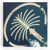 Black and white stretched canvas of Dubai skyline, ideal for kitchen wall art.