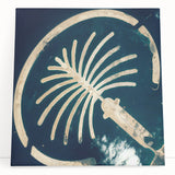 Black and white stretched canvas featuring a panoramic Dubai skyline, ideal for kitchen wall art or bedroom decor.