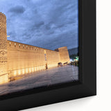 Extra large framed canvas featuring a textured black wall art with colorful Middle Eastern scenery.