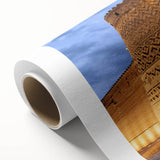 Art deco poster of Middle Eastern scenery in muted earth tones on rolled canvas, suitable for dining room wall art.