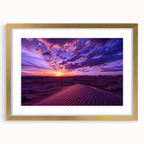 Extra large textured abstract art print of a Middle Eastern scenery in muted earth tones, framed in gold.