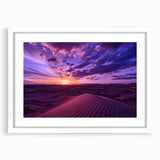 Abstract art print featuring a scenic Middle Eastern landscape in muted earth tones, framed with a white mat.