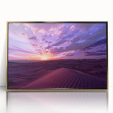 Mid-century modernist style large art print of a Middle Eastern scenic view in gold tones, acrylic framed.