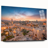 Acrylic print of a Jerusalem scenery in muted earth tones, ideal for bedroom or dining room art.