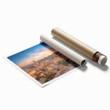 Extra large rolled print of Jerusalem scenery in subtle earth tones, ideal for classy bathroom wall art.
