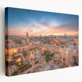 Stretched canvas of Jerusalem scenery in muted earth tones, suitable for kitchen wall art.
