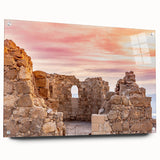 Acrylic print of a Middle Eastern landscape in muted earth tones, suitable for bedroom or dining room decor.
